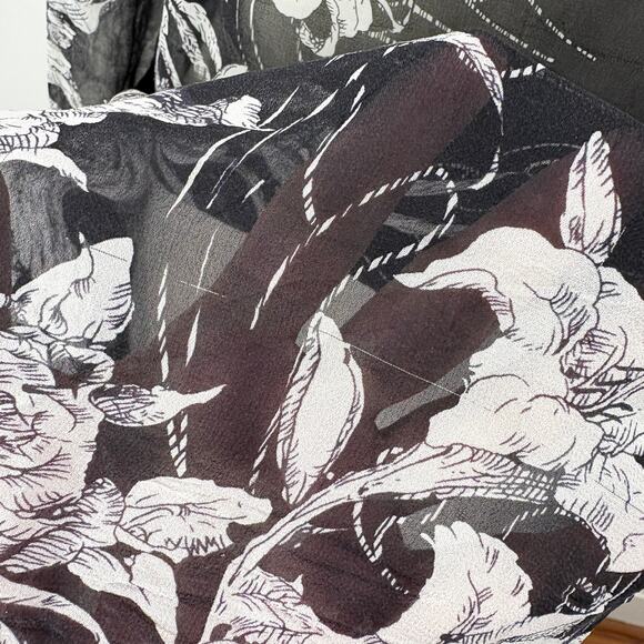 Citron Size XL Cardigan 100% Silk Floral Whimsigoth Dark Fairy Boho Sheer Floral - Picture 8 of 15